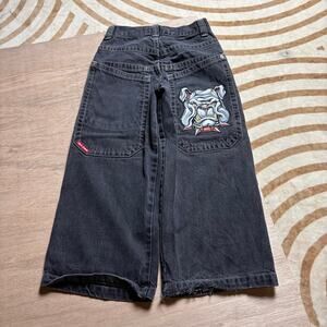 RARE JNCO KIDS • VINTAGE TRIBAL BULLDOG PATCH JEANS